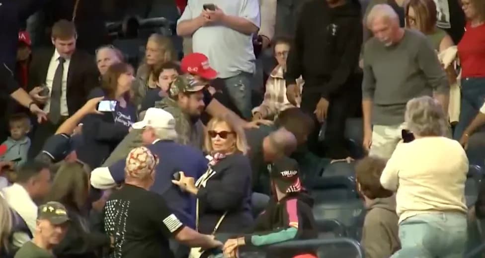Trump Protester Gets Punched in the Face By MAGA Fan — Then Gets Roasted By Trump as She’s Dragged Out By Police in Shocking Clip