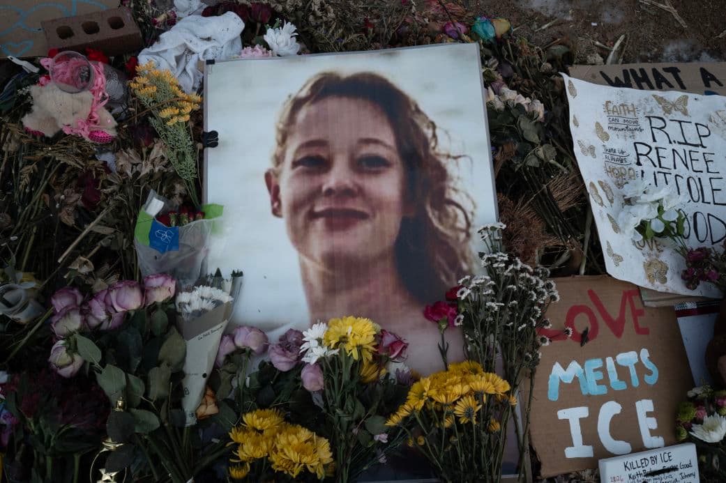 Renee Good, whose picture is seen at a memorial in Minneapolis on January 29, was fatally shot by an ICE agent.